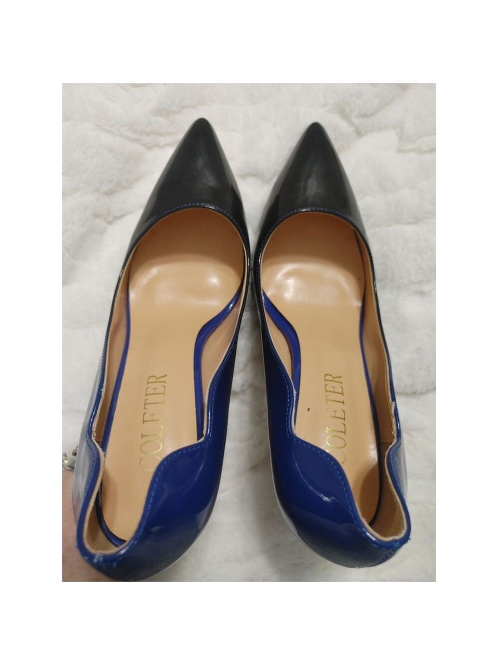 Women's COLETER Black to Blue Fade Patent Leather Pointed Toe Stilleto Heels 7 - Picture 10 of 12